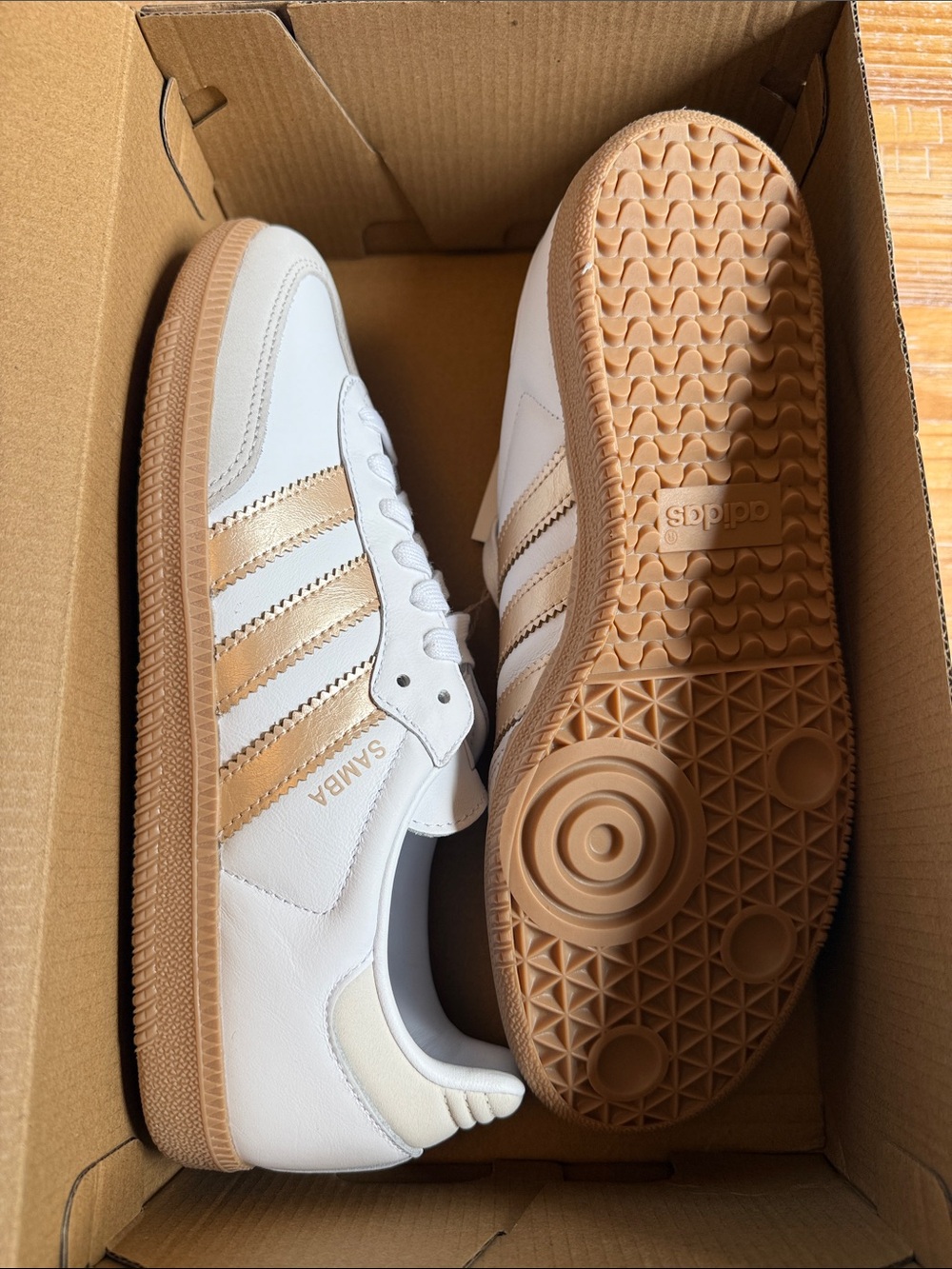 adidas Samba White with Tan Stripes Sneakers IH9127 - Picture 7 of 9